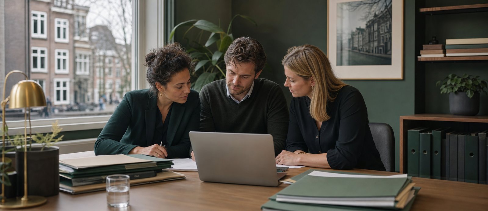 Drie letselschadespecialisten bespreken samen een dossier